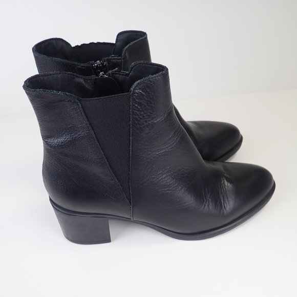 Avellini Leather Ankle Boot Booties Women's Size 37 Chunky Heeled - Picture 4 of 10